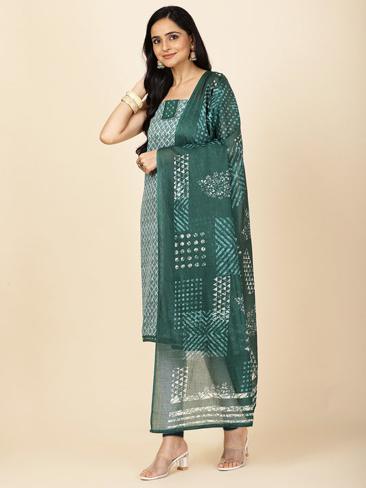 Neck Patti Cotton Unstitched Suit With Dupatt