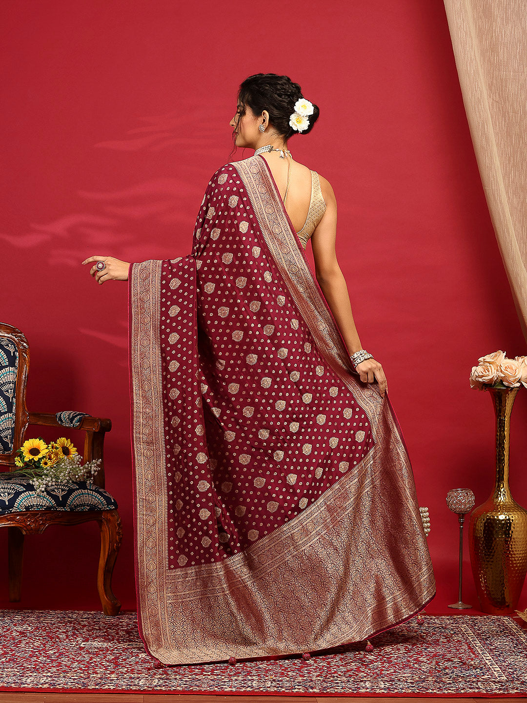 Woven Design Satin Saree