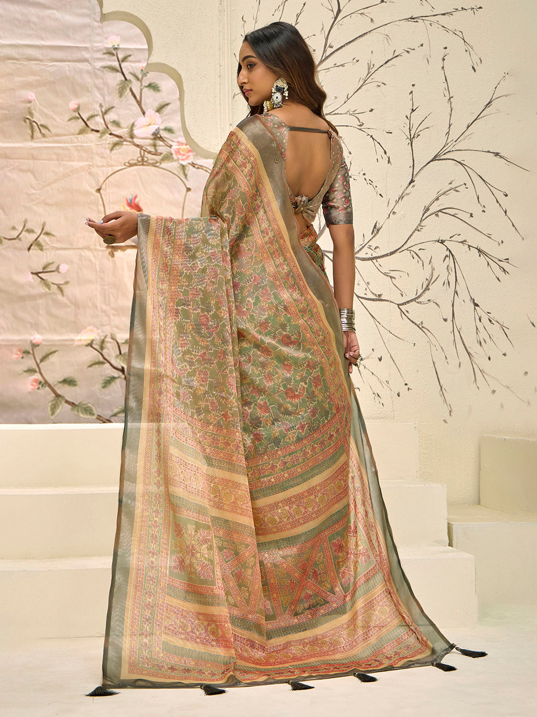 Abstract Printed Art Silk Saree