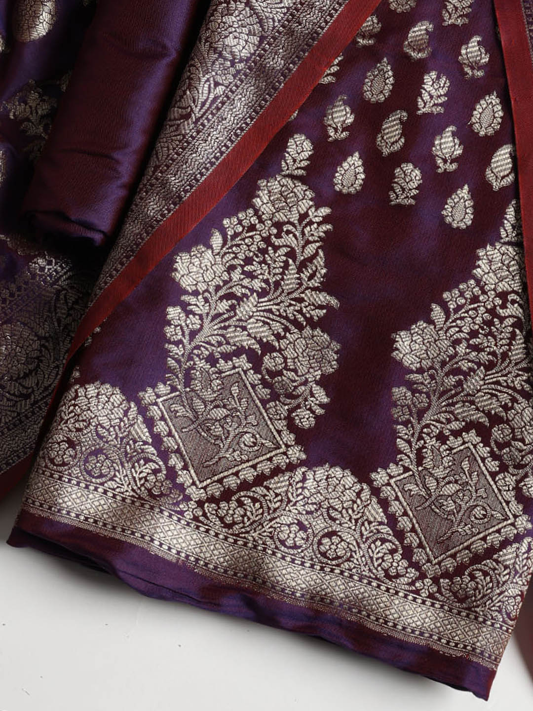 Woven Banarasi Chanderi Unstitched Suit With Dupatta