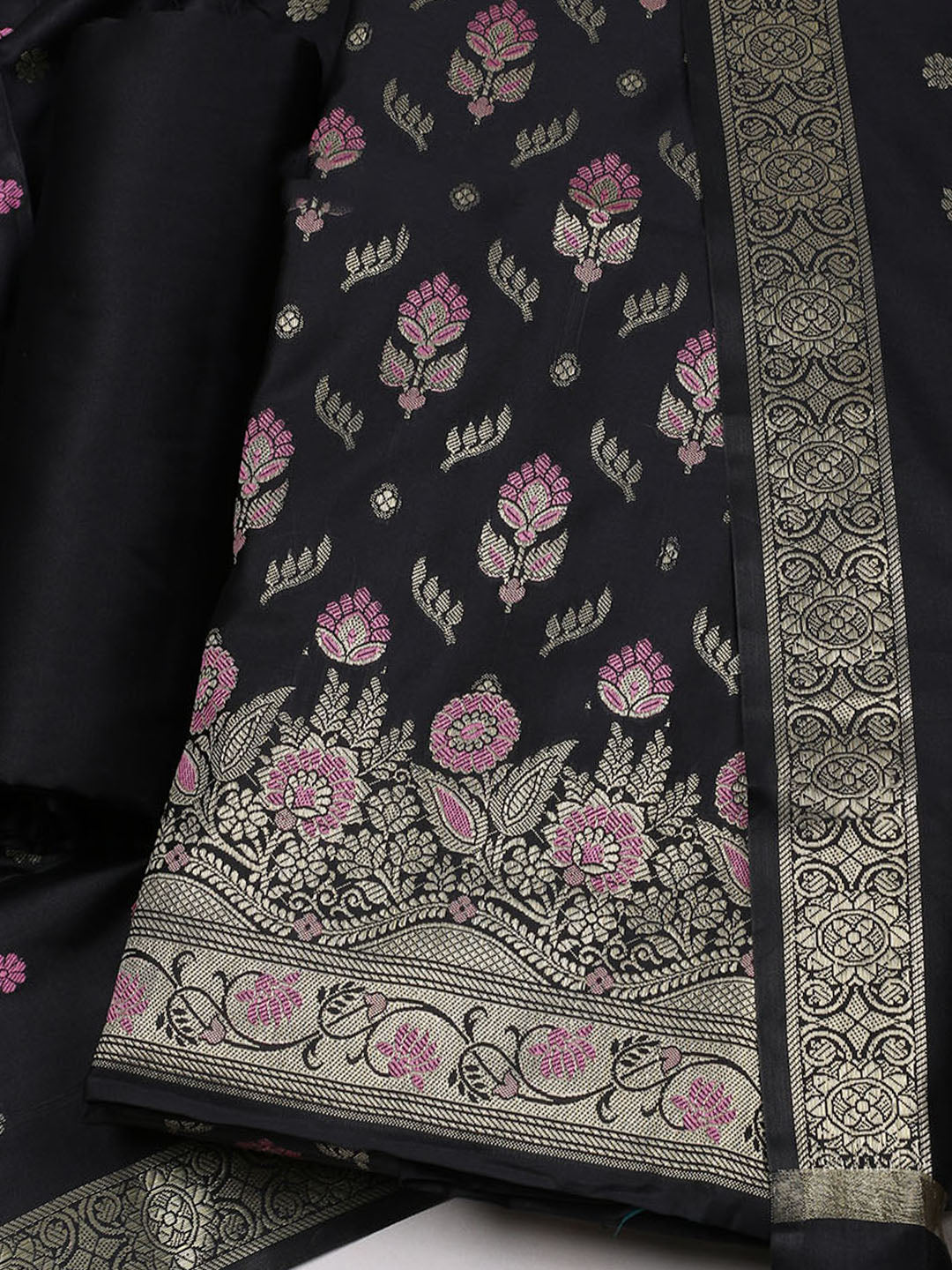 Woven Chanderi Unstitched Suit With Dupatta