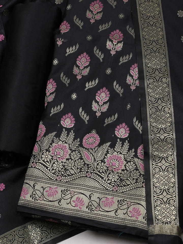Woven Chanderi Unstitched Suit With Dupatta