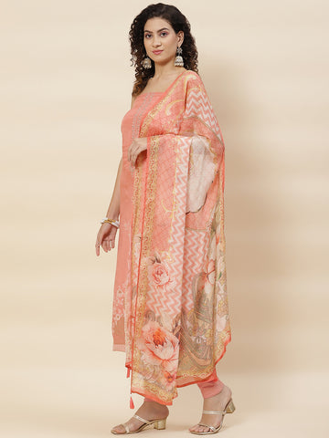 Woven Muslin Unstitched Suit Piece With Dupatta