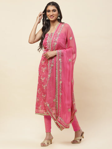 Printed Organza Unstitched Suit Piece With Dupatta