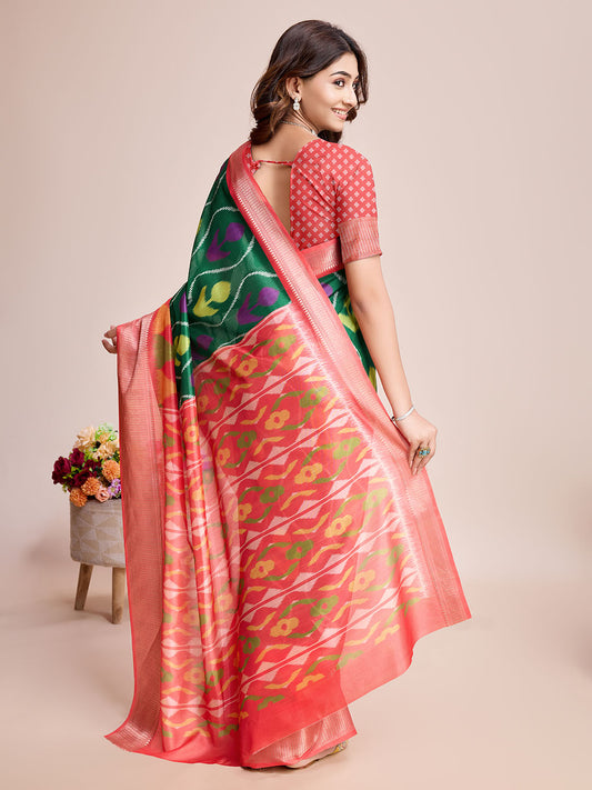 Patola Zari Border Art Silk Woven Saree