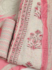 Printed Cotton Unstitched Suit With Pant & Dupatta