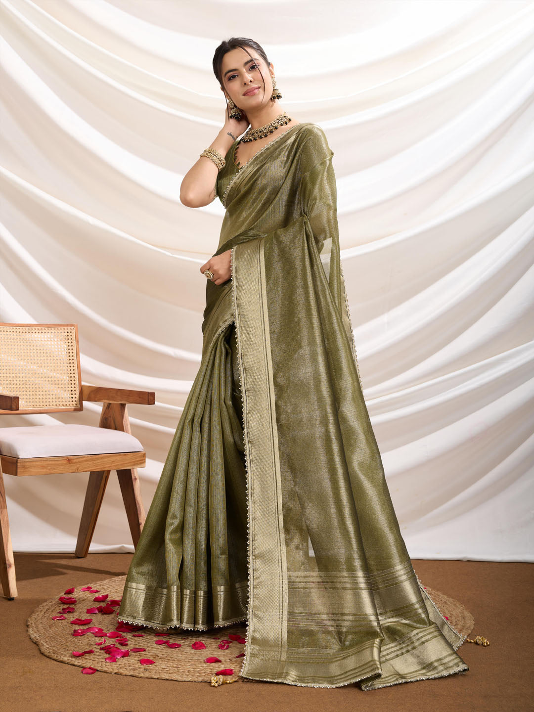 Woven Design Linen Blend Saree