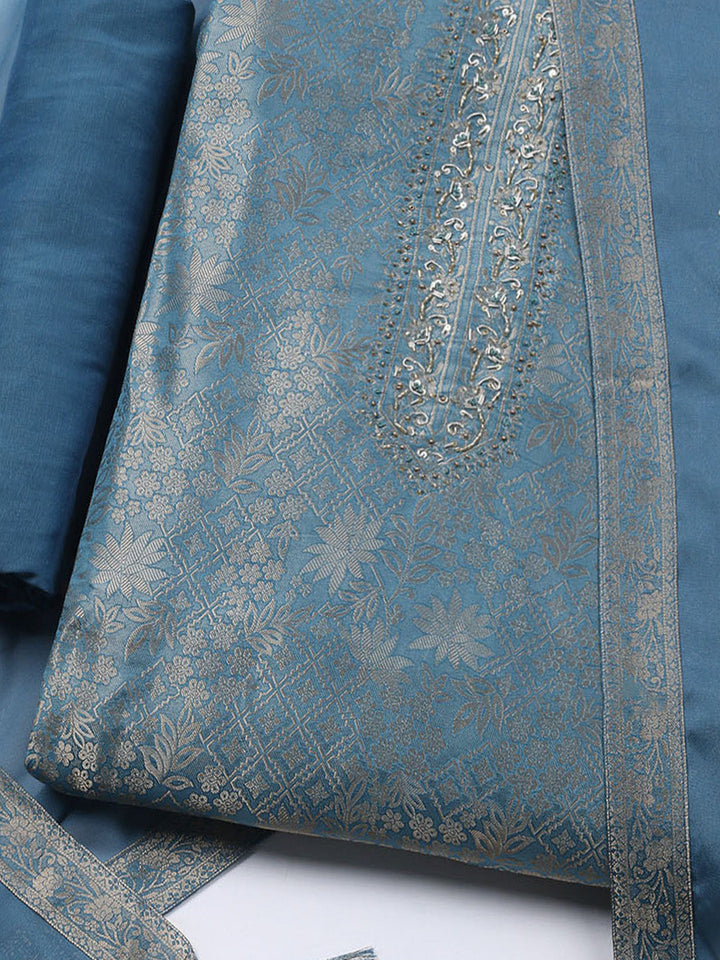 Brocade Chanderi Unstitched Suit With Dupatta