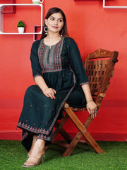 Yoke Embroidered Cotton Kurta Set