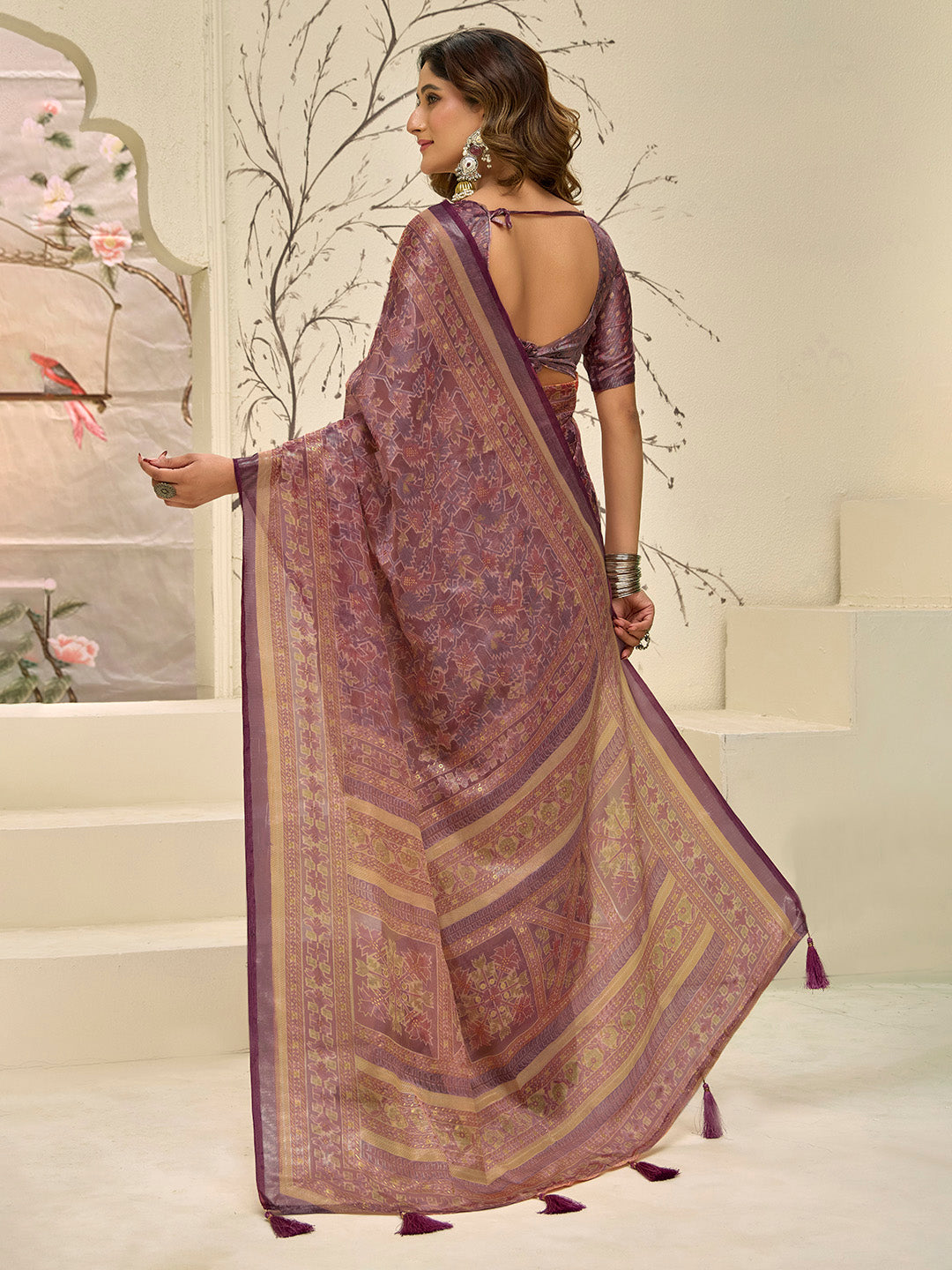 Abstract Printed Art Silk Saree
