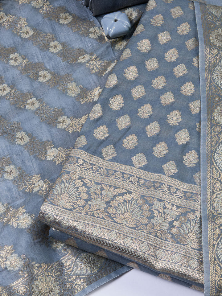 Woven Chanderi Unstitched Suit With Dupatta