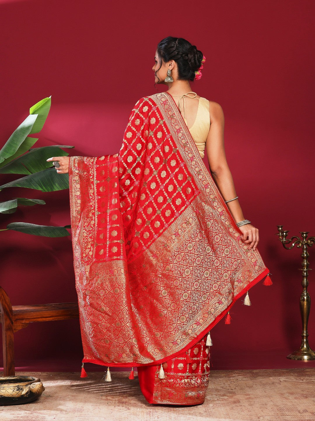 Woven Design Satin Saree