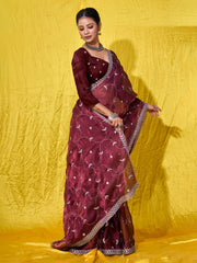 Embroidered Chiffon Saree