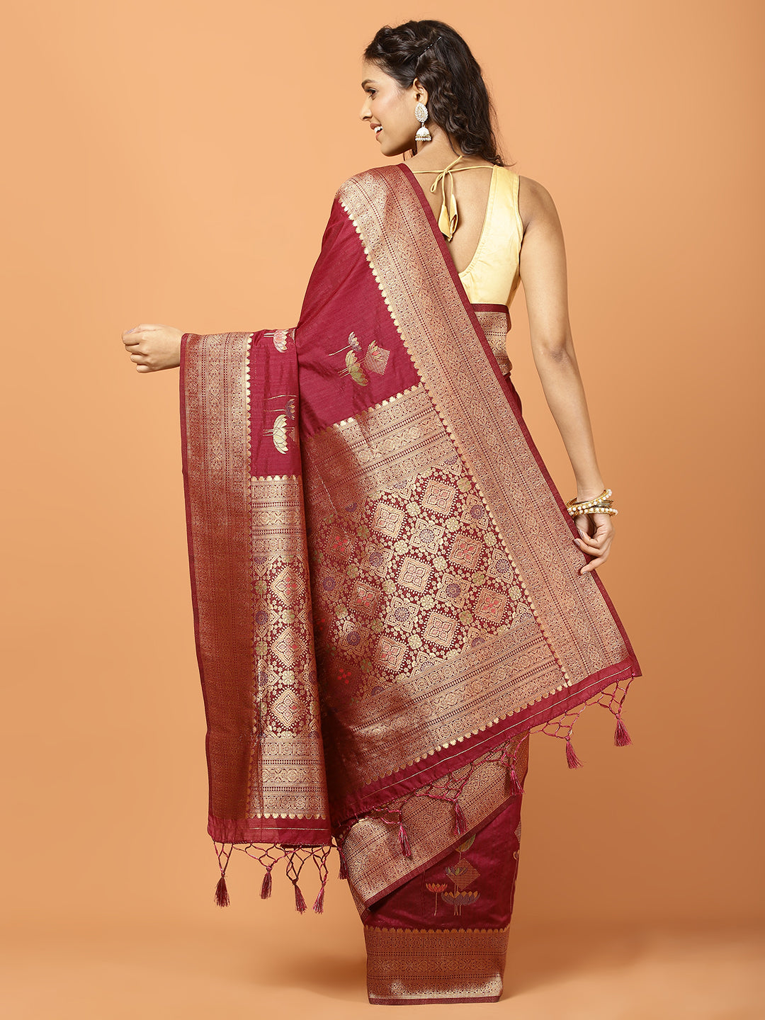 Zari Jaal Woven Art Silk Saree