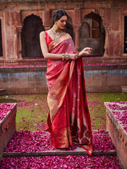 Zari Booti Satin Woven Saree