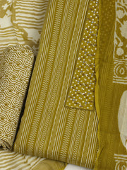 Embroidered Cotton Unstitched Suit With Pant & Dupatta