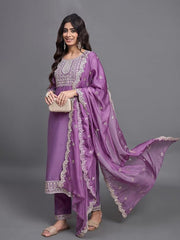 Printed Cotton Blend Kurta With Pants & Dupatta