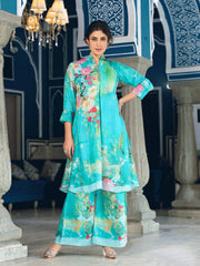 Floral Printed Cotton Straight Kurta With Palazzo