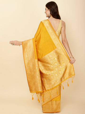 Plain Zari Border Woven Handloom Saree