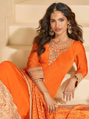 Embroidered Chinon Suit With Pant & Dupatta