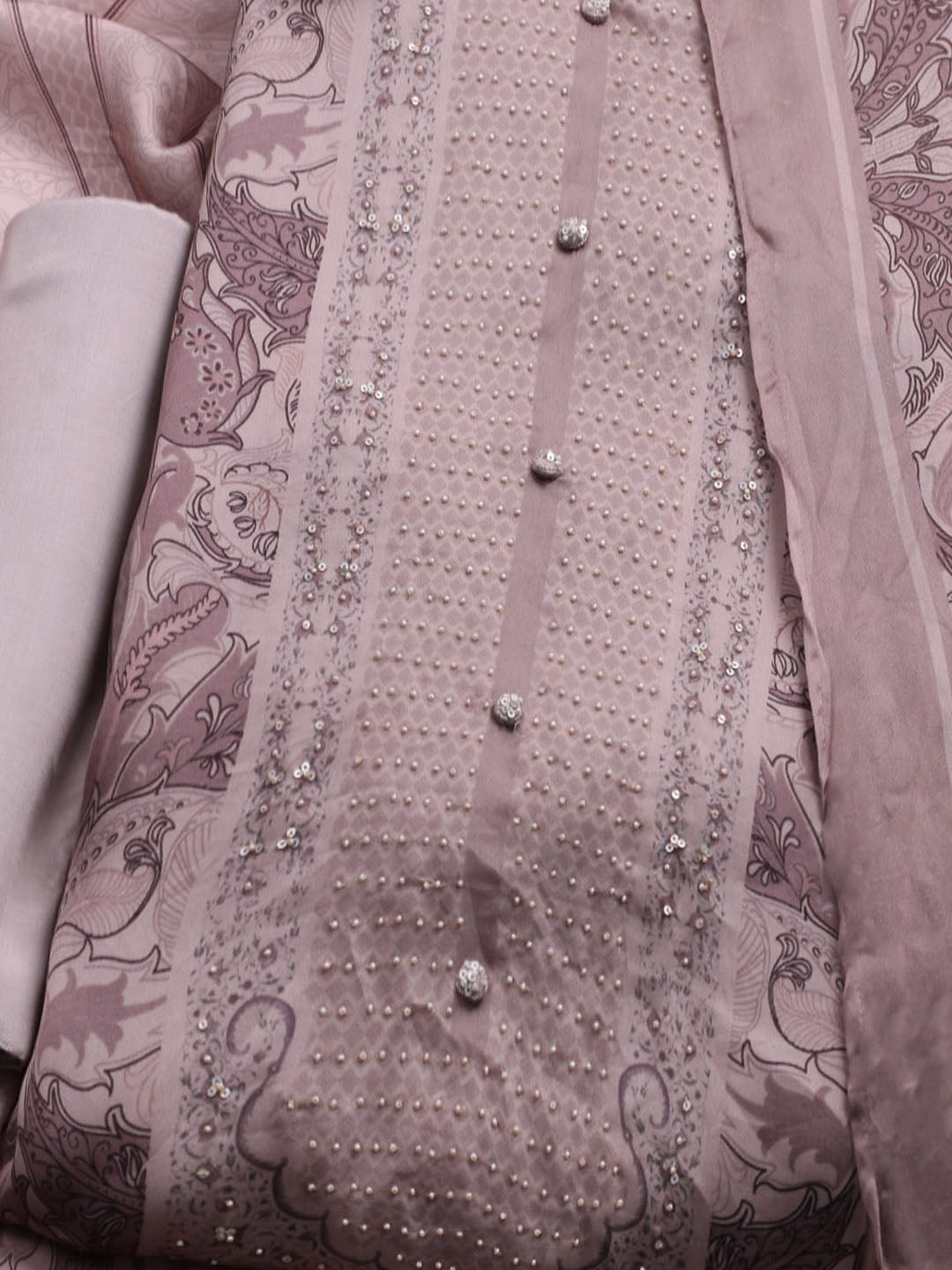 Printed Crepe Unstitched Suit With Dupatta