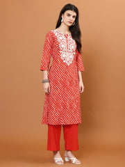 Resham Work Cotton Blend Kurti With Pants