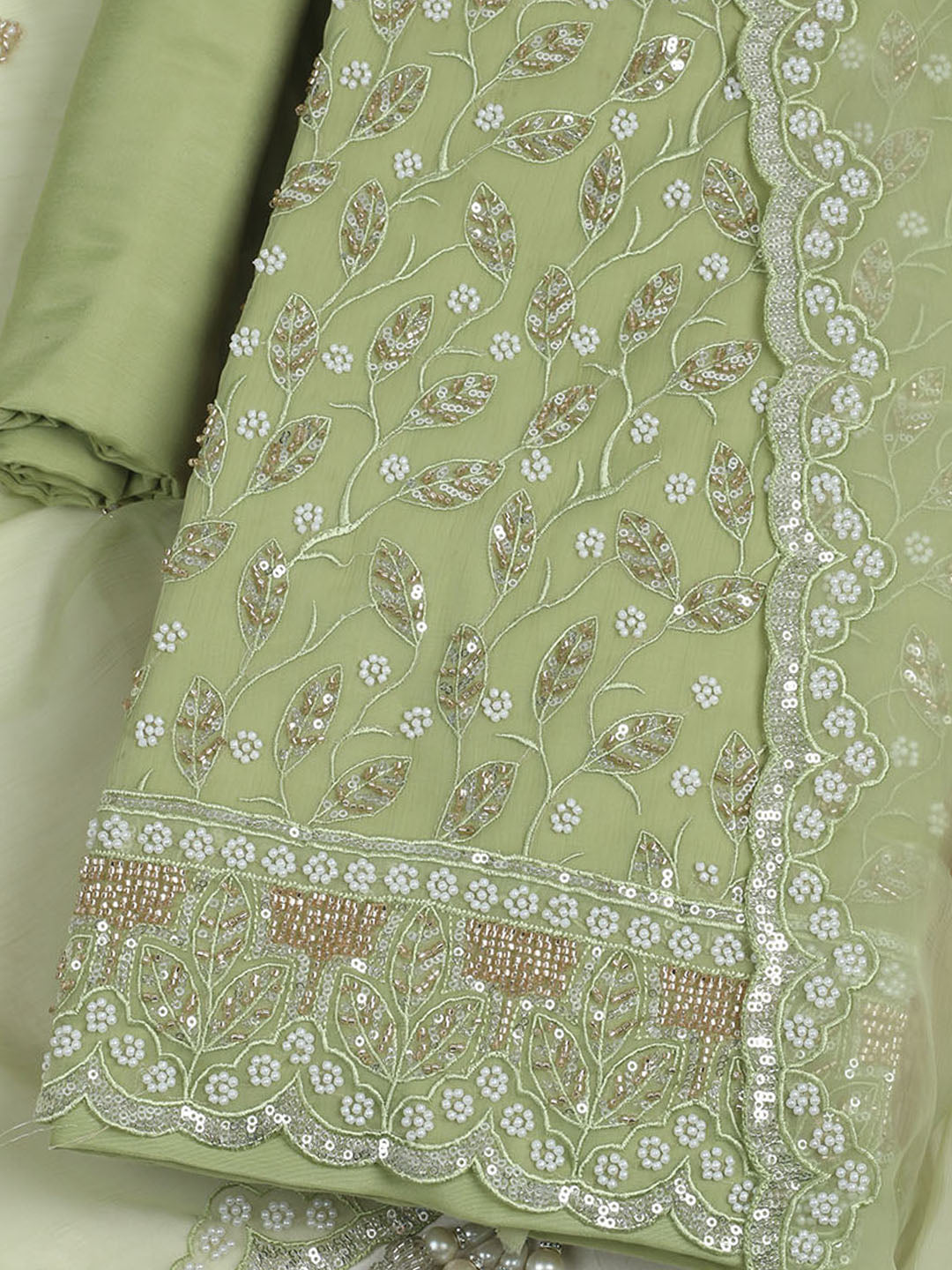 Embroidered Chiffon Unstitched Suit With Dupatta