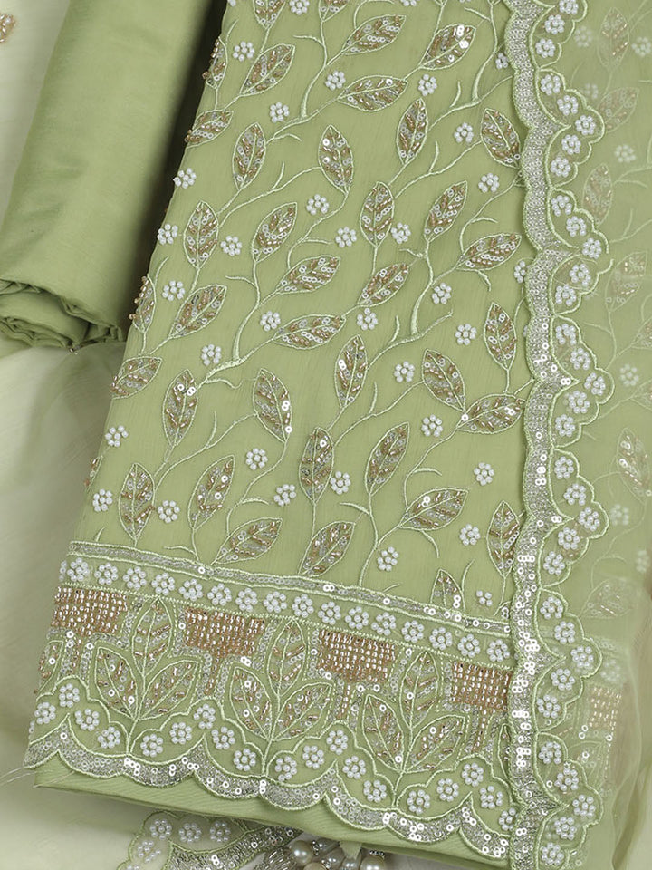 Embroidered Chiffon Unstitched Suit With Dupatta