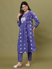 Printed Cotton Blend Kurta With Pants