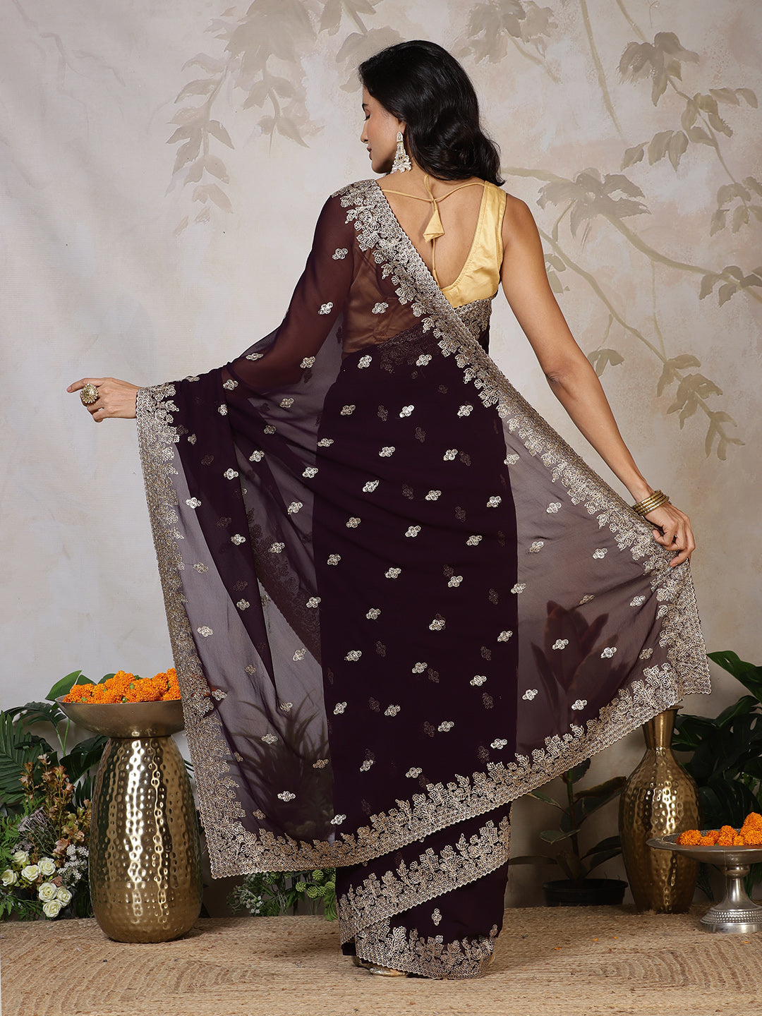 Zari Embroidered Georgette Saree
