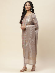 Woven Chanderi Unstitched Suit With Dupatta