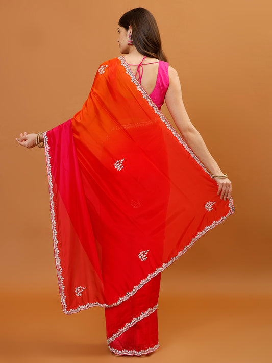 Sequence Embroidery Organza Saree