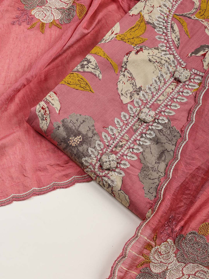 Printed Cotton Blend Unstitched Suit Piece With Dupatta