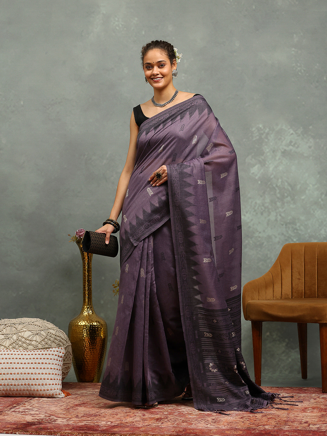 Resham Booti Woven Cotton Saree