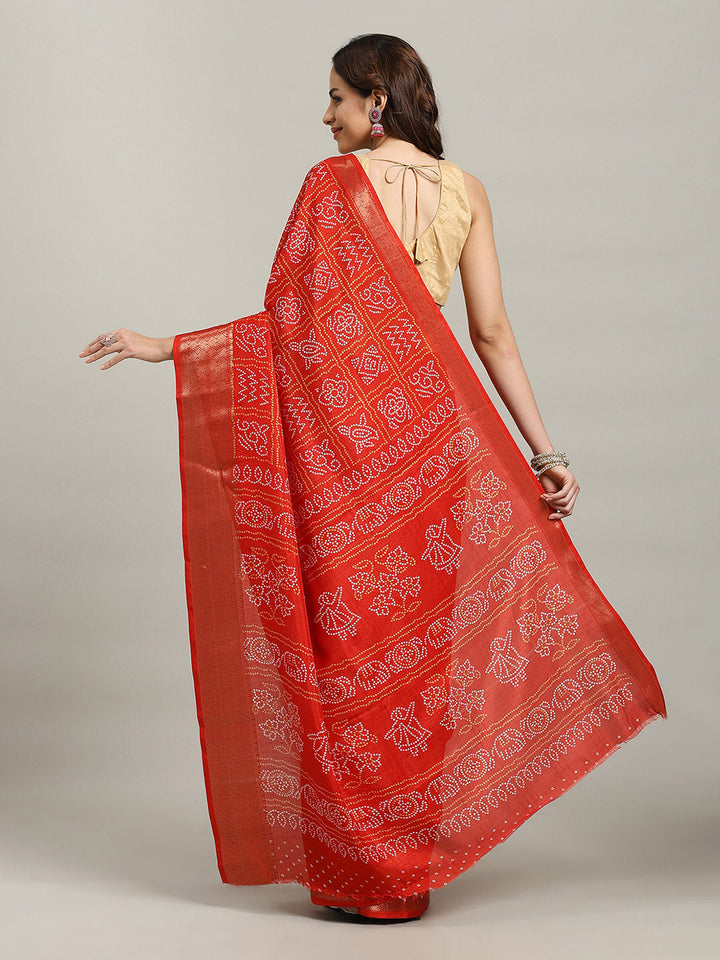 Bandhani Printed Dola Cotton Saree