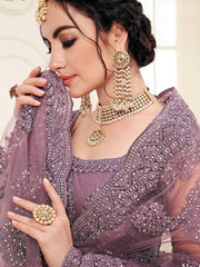 Sequins Embroidery Net Unstitched Lehenga Choli With Dupatta