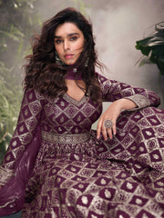 Embroidered Art Silk Suit With Pant & Dupatta