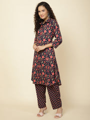 Floral Printed Cotton Kurta With Pants