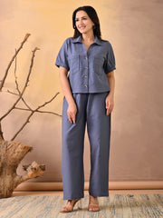 Plain Cotton Blend Shirt With Pant
