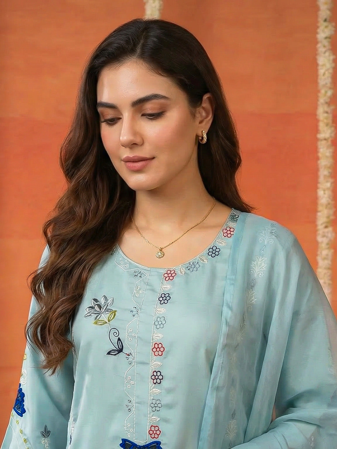 Printed Cotton Blend Kurta With Pant &amp; Dupatta