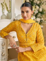 Embroidered Geogrette Gown With Dupatta