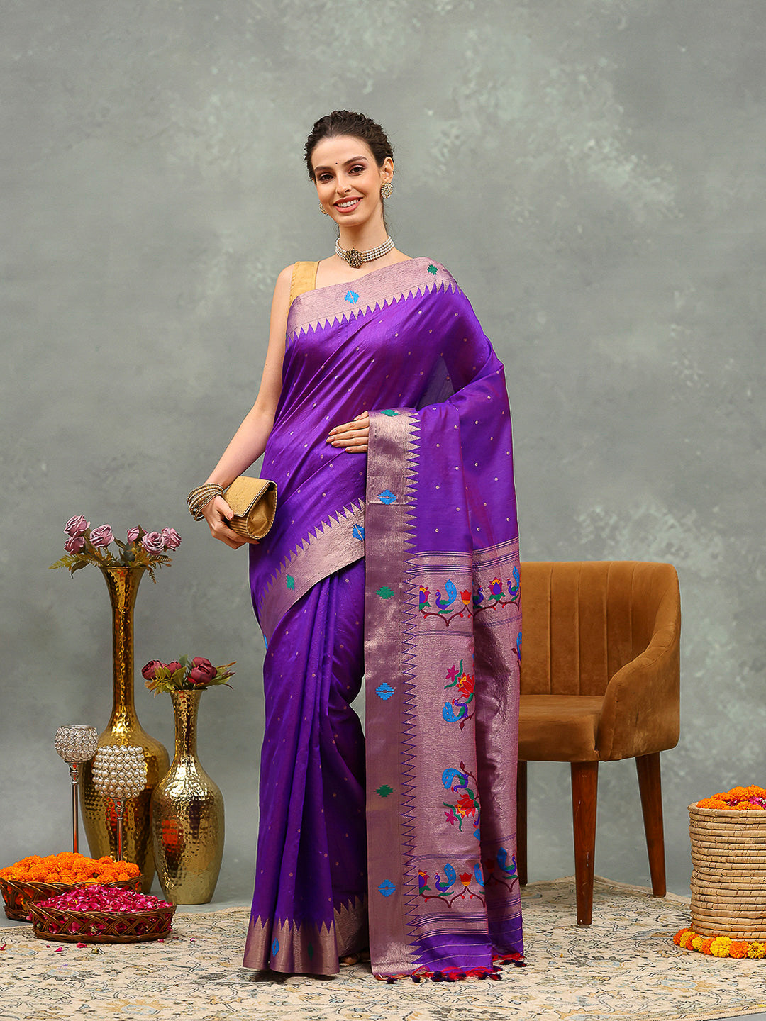 Embroidered Tussar Saree