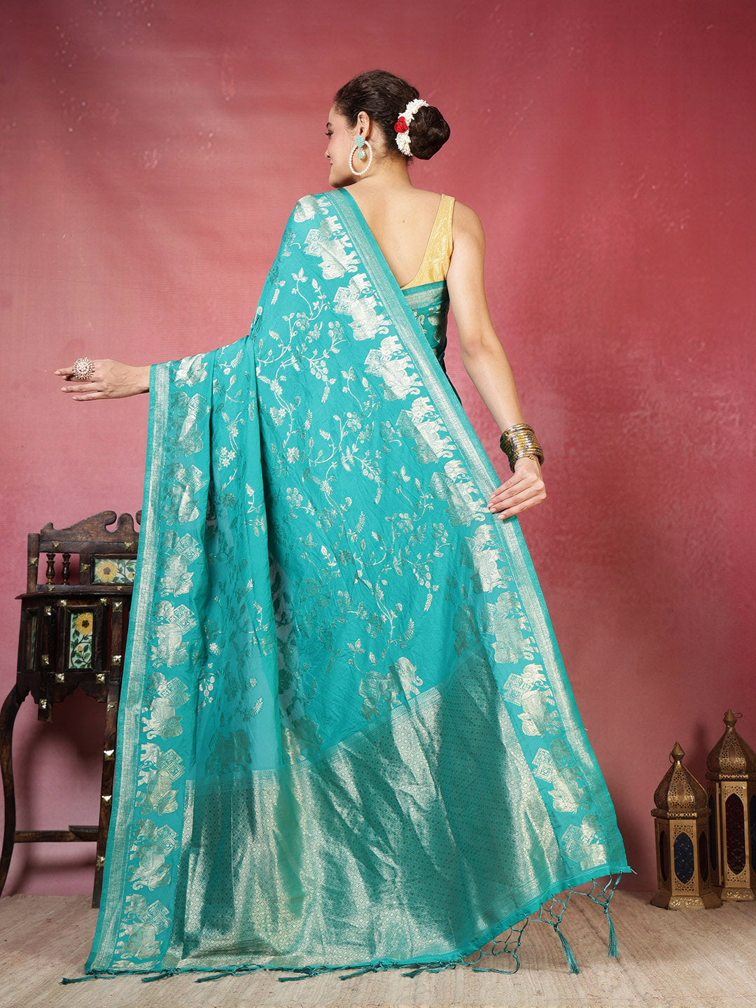 Embroidered Crepe Saree