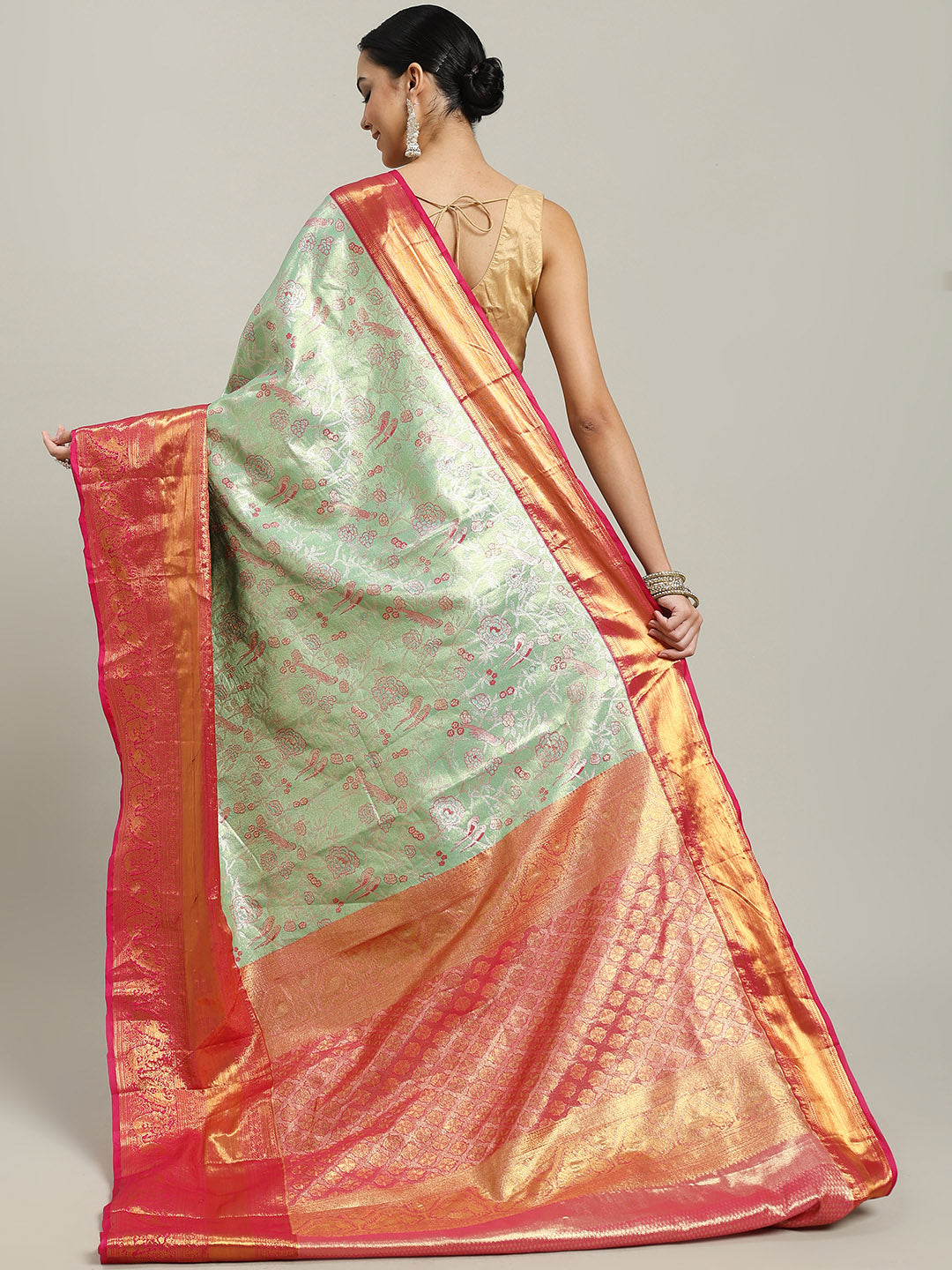 Woven Brodcade Zari Jaal Art Silk Saree