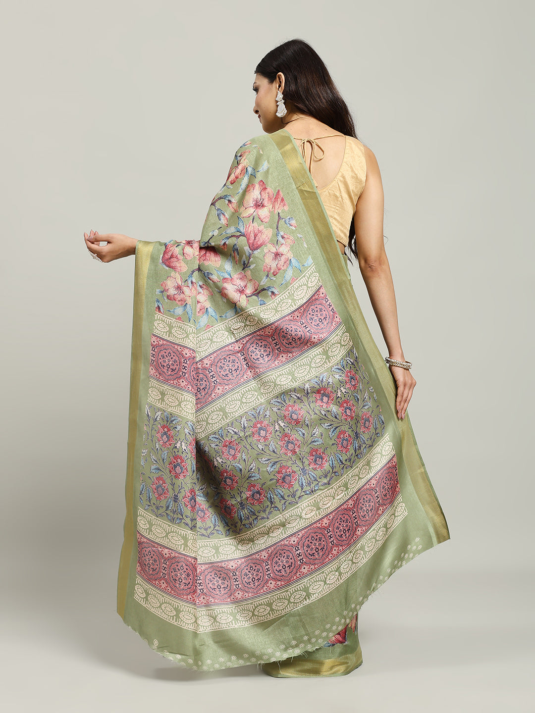 Floral Printed Art Silk Woven Saree