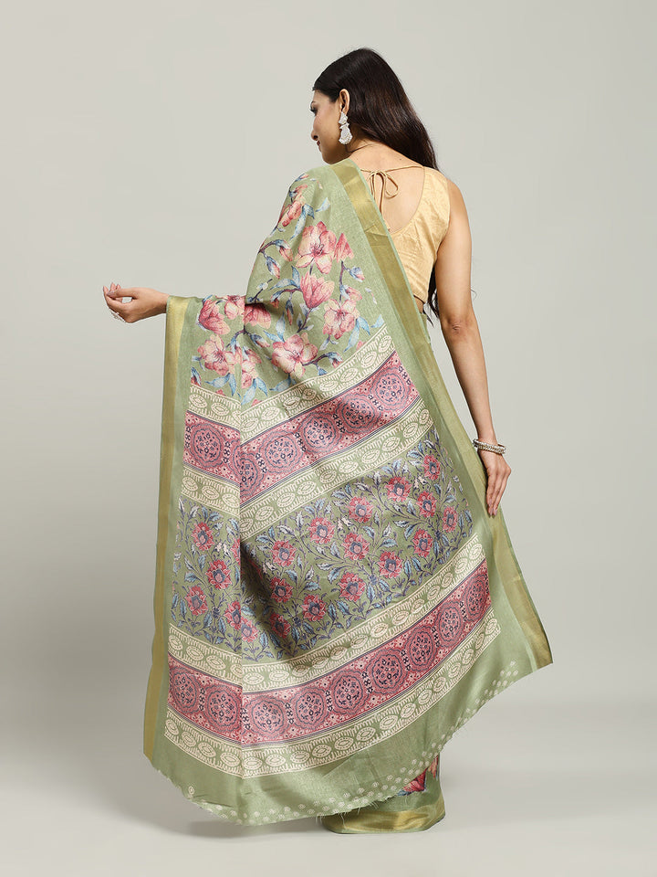Floral Printed Art Silk Woven Saree