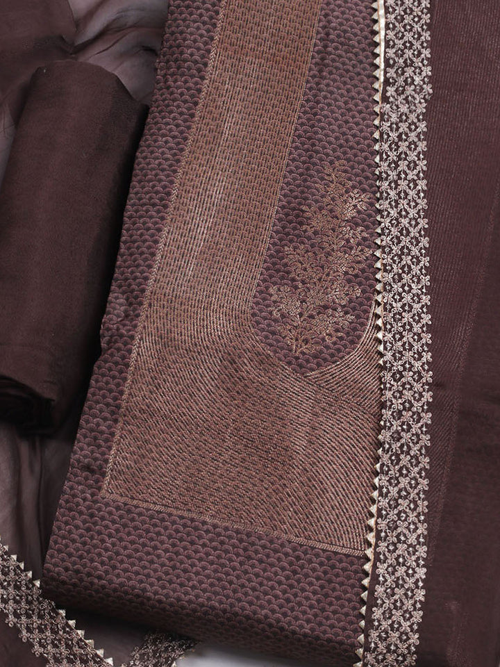 Embroidered Chanderi Unstitched Suit With Dupatta