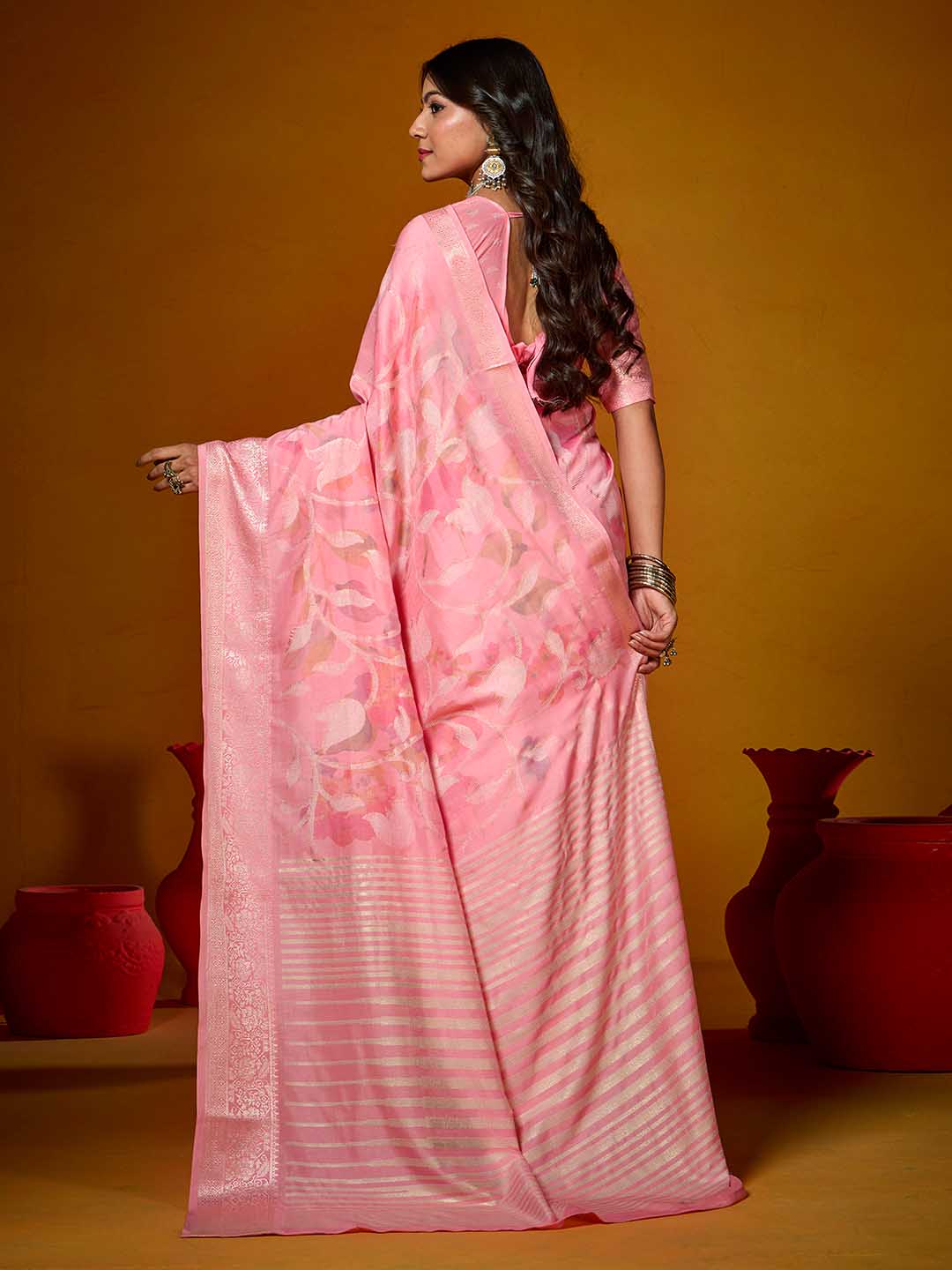 Floral Printed Art Silk Woven Saree