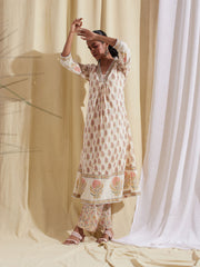 Floral Printed Cotton Kurta With Pants