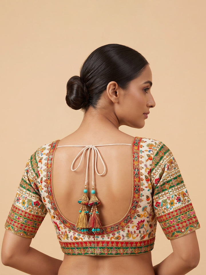 Premium Off White Embroidery Viscose Blouse Piece